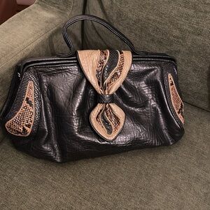 Black Snakeskin Handbag by Sylvia